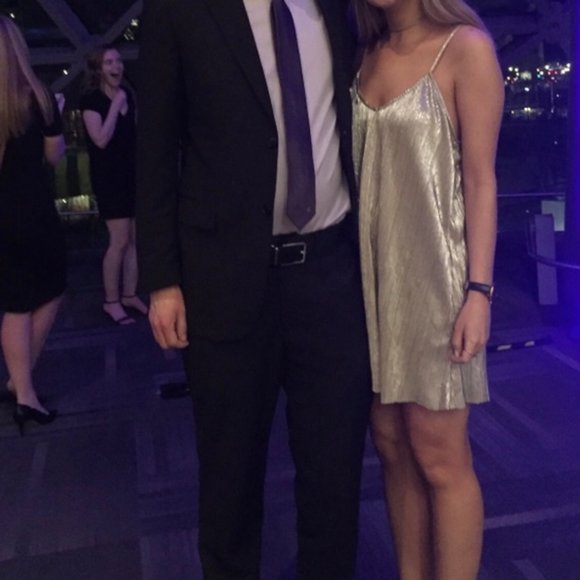 ⚡️2/$25!! Metallic Ribbed Mini Dress - Picture 2 of 8